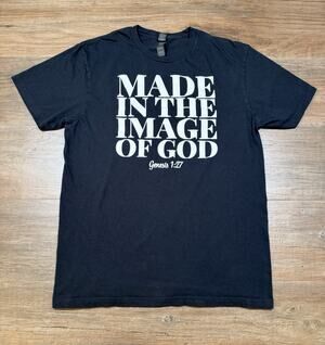 Made In The Image Of God Genesis 1:27 T Shirt Mens Black Medium Christian Faith